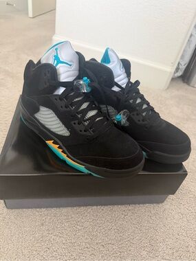 Jordan Black Teal Orange Suede Basketball Sneakers
